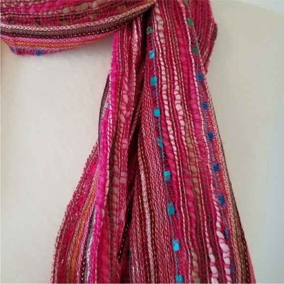 NEW pink boho fringe scarf - Picture 2 of 3